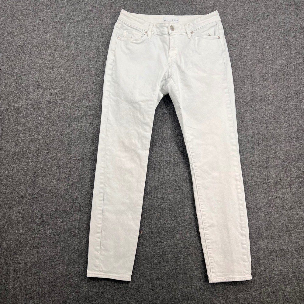 LOFT Women White Curvy Skinny Crop Jeans Size 25/0 Denim Pants Mid rise‎ Fall